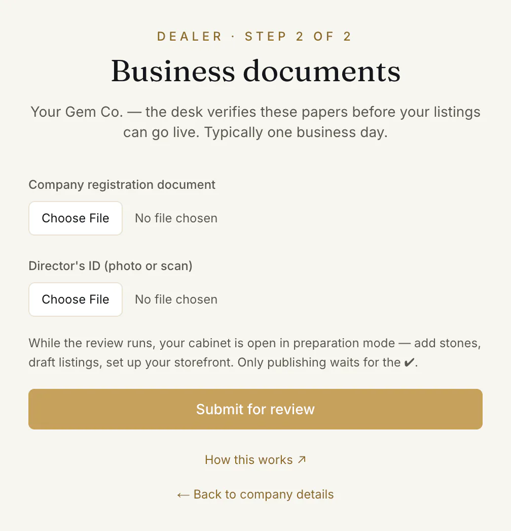 The business form's second step: the two documents